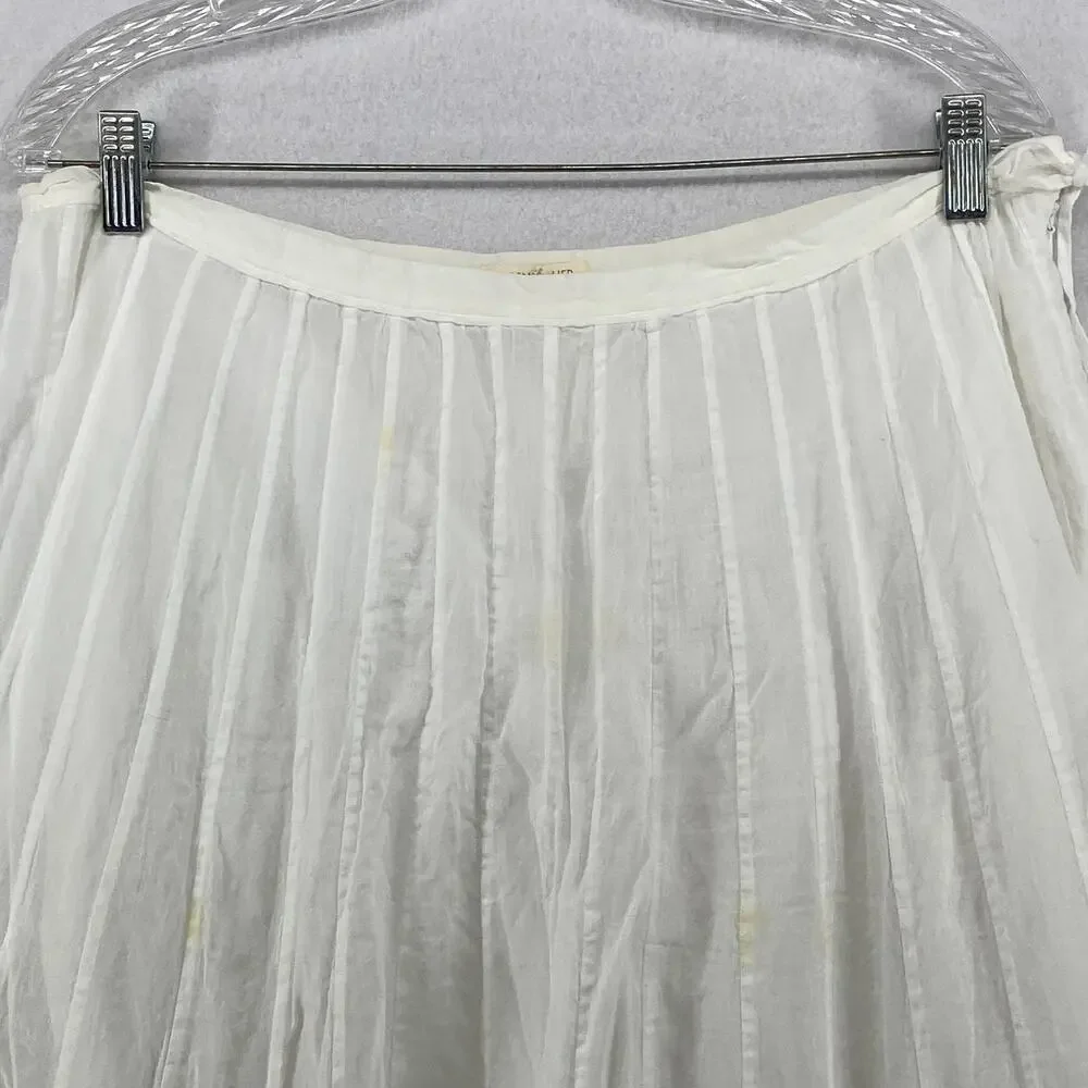 EILEEN FISHER Skirt L Double Layer Organic Cotton Voile A-Line Midi White_4